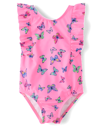 Baby And Toddler Girls Butterfly Flutter One Piece Swimsuit