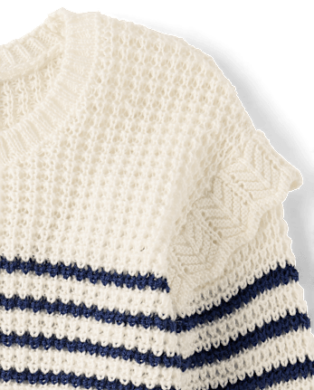 Toddler Girls Striped Flutter Sweater