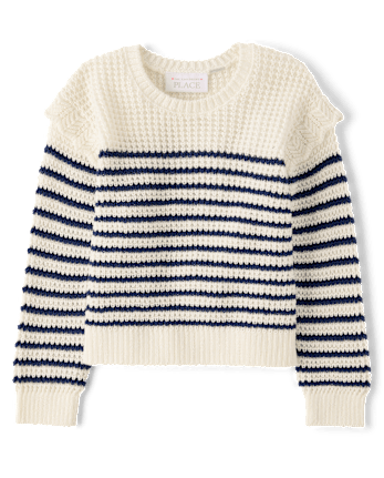 Toddler Girls Striped Flutter Sweater