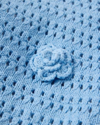 Toddler Girls Crochet Floral Sweater