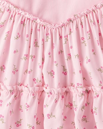 Baby And Toddler Girls Floral V-Waist Tiered Dress