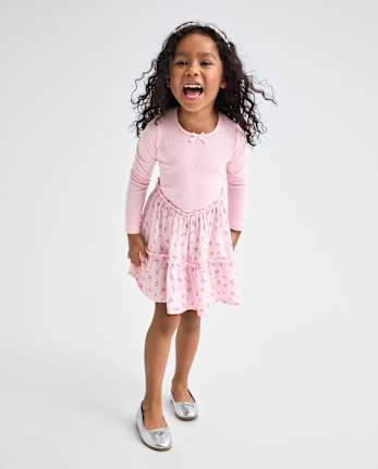 Baby And Toddler Girls Floral V-Waist Tiered Dress