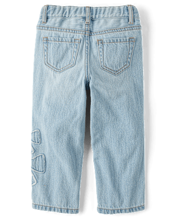 Toddler Girls Applique Bow Slouchy Jeans