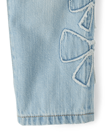 Toddler Girls Applique Bow Slouchy Jeans