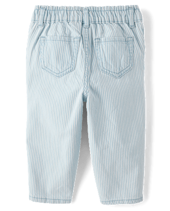 Toddler Girls Railroad Striped Barrel Jeans
