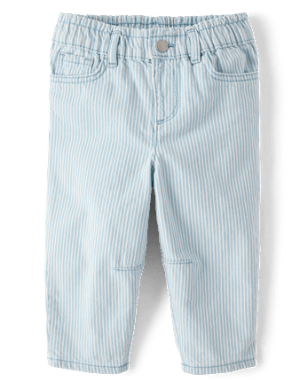 Toddler Girls Railroad Striped Barrel Jeans