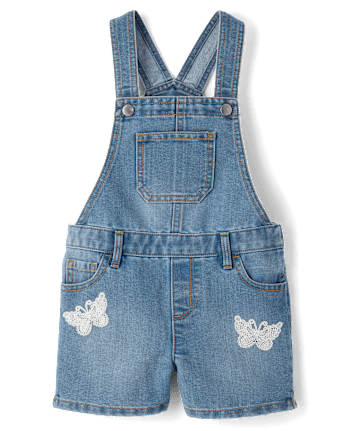 Baby And Toddler Girls Crochet Applique Shortalls