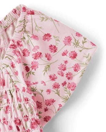 Toddler Girls Floral Smocked Flutter Top