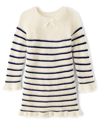 Baby And Toddler Girls Striped Ruffle Sweater Dress