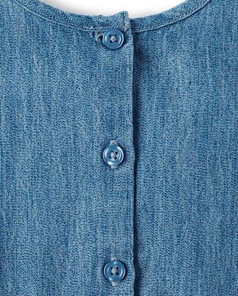 Baby And Toddler Girls Embroidered Floral Chambray Fit And Flare Dress