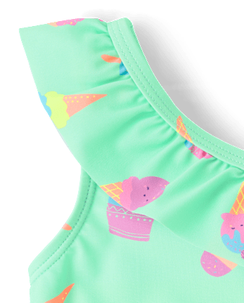 Baby And Toddler Girls Ice Cream One Shoulder One Piece Swimsuit