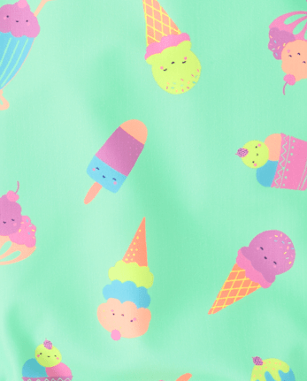 Baby And Toddler Girls Ice Cream One Shoulder One Piece Swimsuit