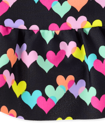 Baby And Toddler Girls Rainbow Heart Peplum Tankini Swimsuit