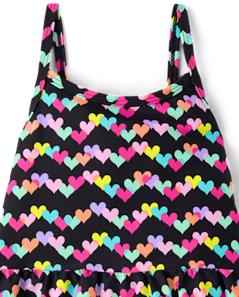 Baby And Toddler Girls Rainbow Heart Peplum Tankini Swimsuit