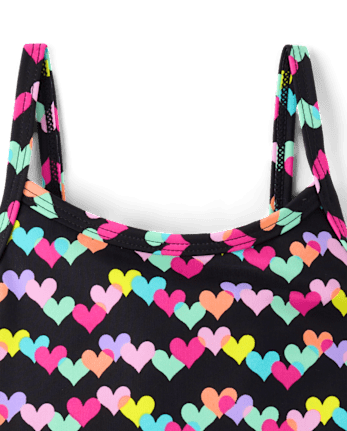 Baby And Toddler Girls Rainbow Heart Peplum Tankini Swimsuit