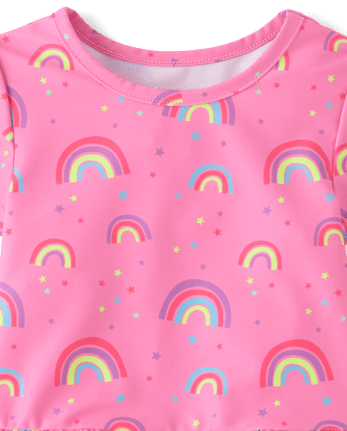 Baby And Toddler Girls Rainbow Peplum Rashguard Swimsuit
