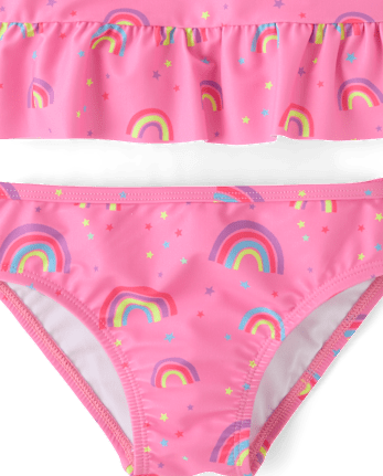 Baby And Toddler Girls Rainbow Peplum Rashguard Swimsuit