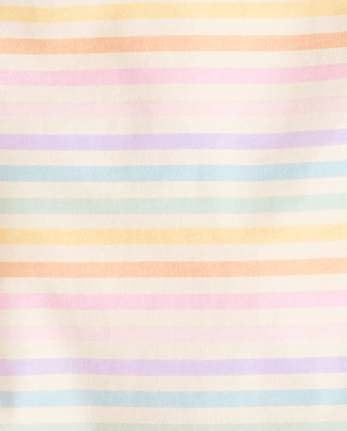 Toddler Girls Rainbow Striped Flutter Tee