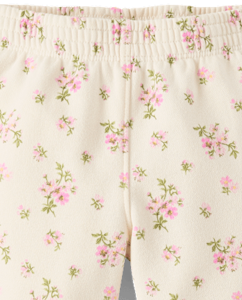 Toddler Girls Floral Bow Fleece Wide Leg Lounge Pants