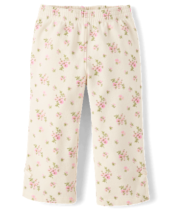 Toddler Girls Floral Bow Fleece Wide Leg Lounge Pants