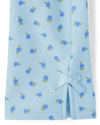 Toddler Girls Floral Bow Fleece Wide Leg Lounge Pants