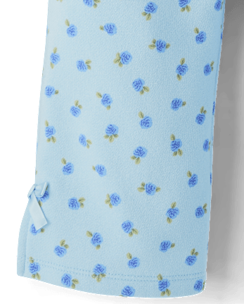 Toddler Girls Floral Bow Fleece Wide Leg Lounge Pants