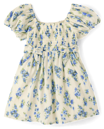 Toddler Girls Mommy And Me Floral Bow Smocked Dress
