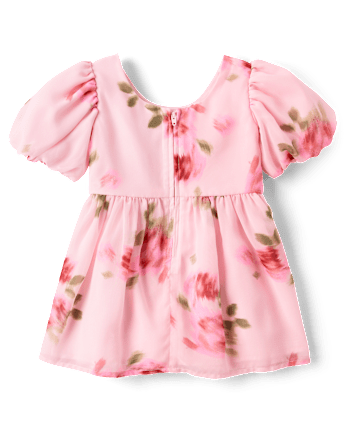 Toddler Girls Floral Chiffon Fit And Flare Dress