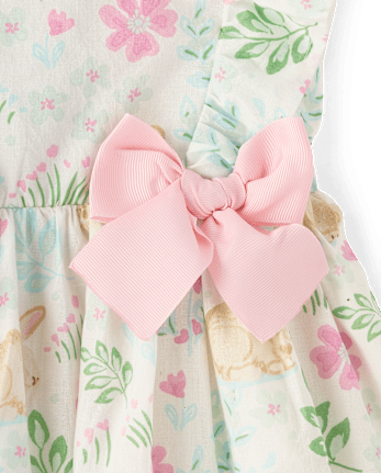 Toddler Girls Bunny Bow Flutter Dress