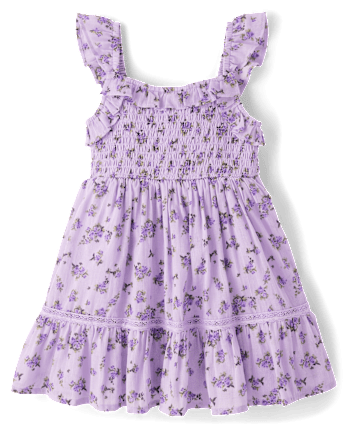 Baby And Toddler Girls Floral Textured Smocked Dress