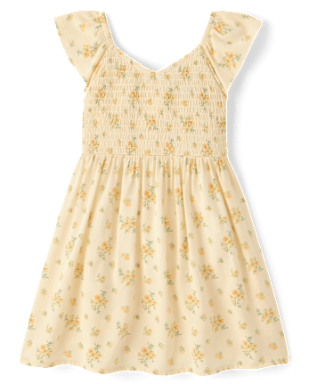 Toddler Girls Floral Smocked Flutter Dress