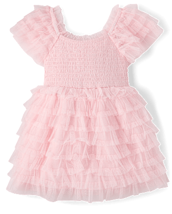 Robe à volants en tulle smocké pour bébés et petites filles