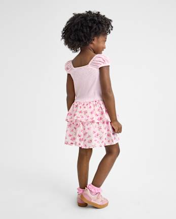 Baby And Toddler Girls Floral Tiered V-Waist Dress