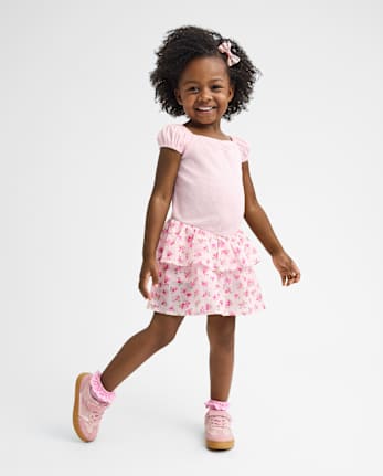 Baby And Toddler Girls Floral Tiered V-Waist Dress