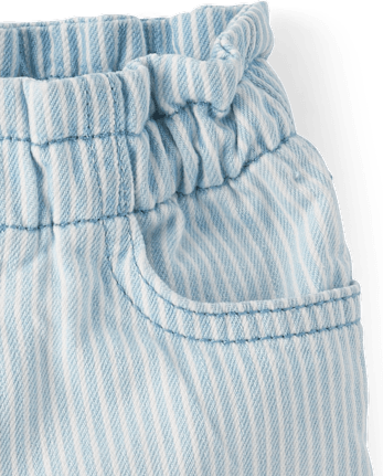 Baby And Toddler Girls Railroad Striped Shortie Jean Shorts