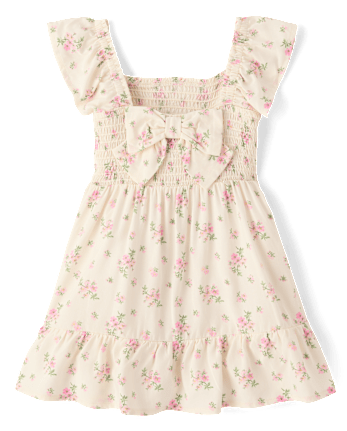 Toddler Girls Mommy And Me Floral Smocked Bow Back Dress