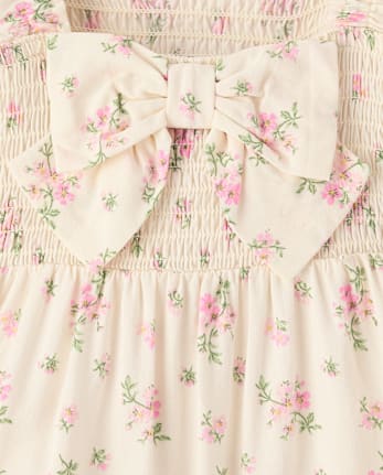 Toddler Girls Mommy And Me Floral Smocked Bow Back Dress
