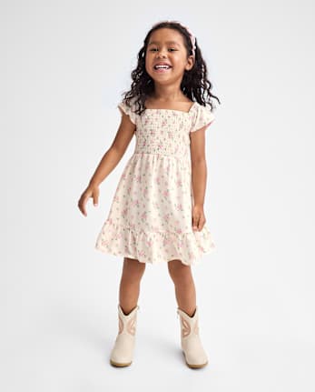 Toddler Girls Mommy And Me Floral Smocked Bow Back Dress