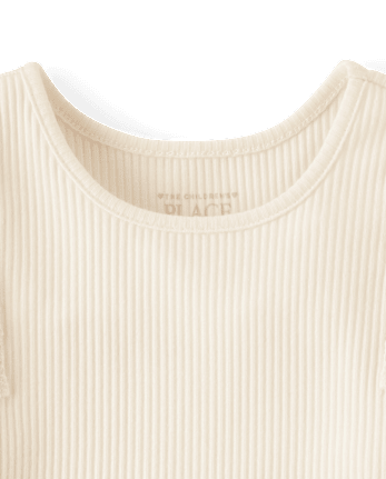 Toddler Girls Embroidered Eyelet Ribbed Flutter Tee