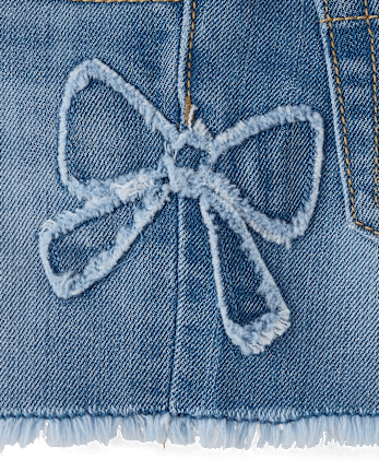 Baby And Toddler Girls Applique Bow Denim Shortie Shorts