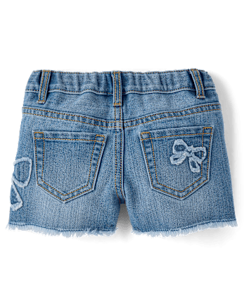 Baby And Toddler Girls Applique Bow Denim Shortie Shorts