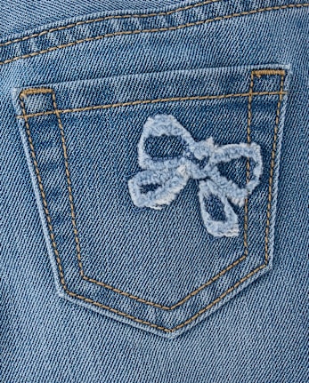 Shorty en jean à nœud appliqué pour bébés et petites filles