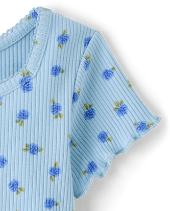 T-shirt côtelé à fleurs pour filles