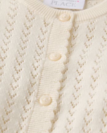 Toddler Girls Scalloped Pointelle Cardigan
