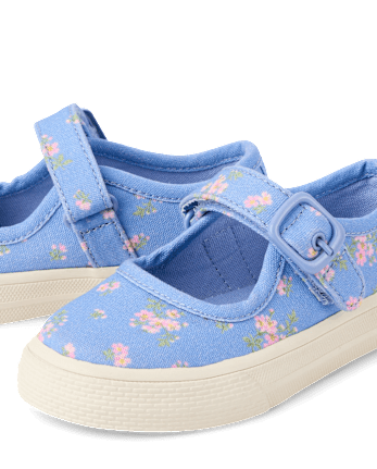 Baskets Mary Jane à fleurs pour petites filles