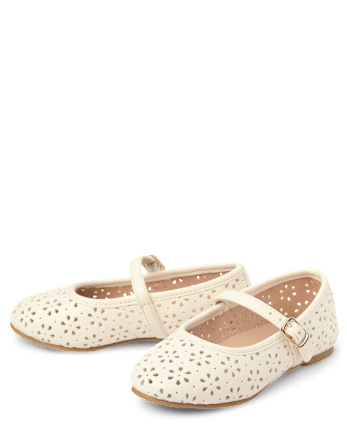 Toddler Girls Floral Perforated Ballet Flats