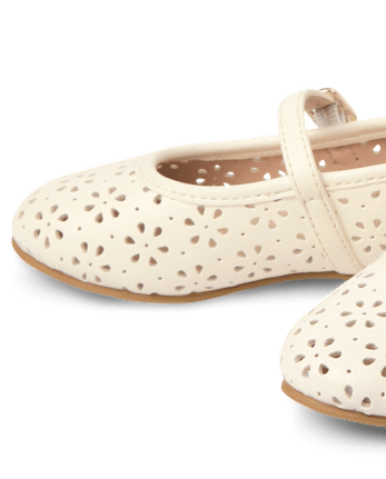 Toddler Girls Floral Perforated Ballet Flats