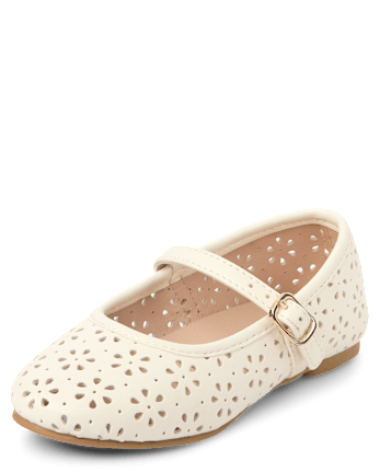 Toddler Girls Floral Perforated Ballet Flats