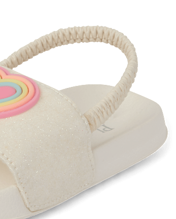 Sandales arc-en-ciel en forme de cœur pour petites filles