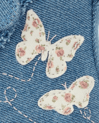 Toddler Girls Embroidered Butterfly Denim High Top Sneakers